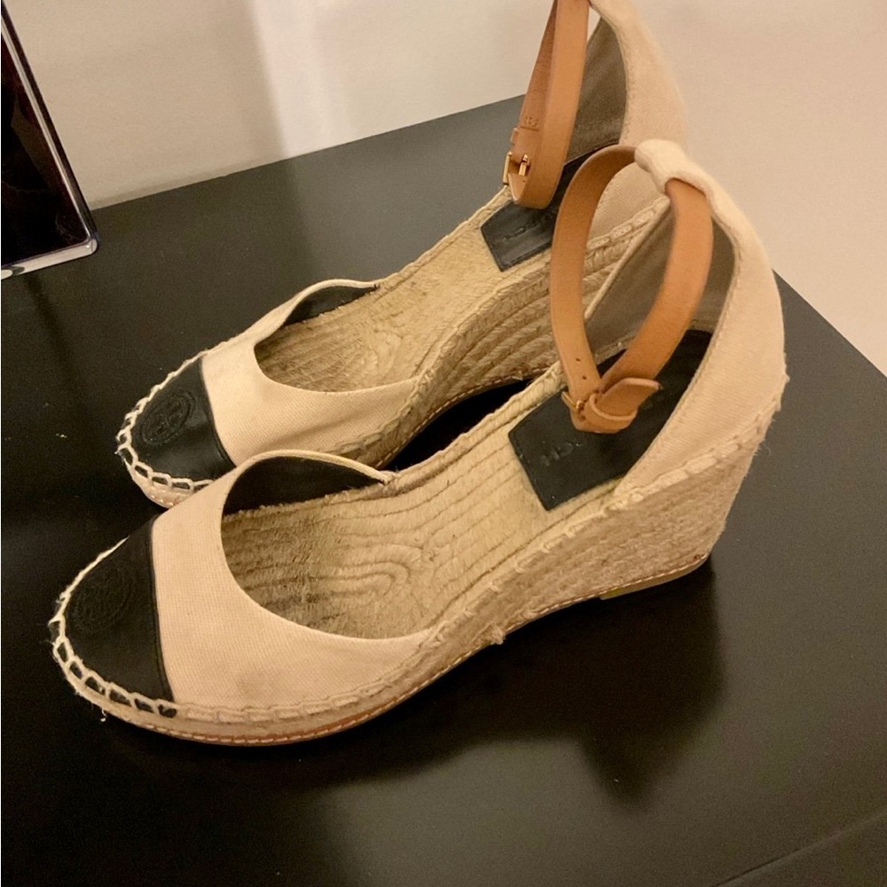 Tory Burch Color Block Wedge Espadrille Sandals - Picture 11 of 13